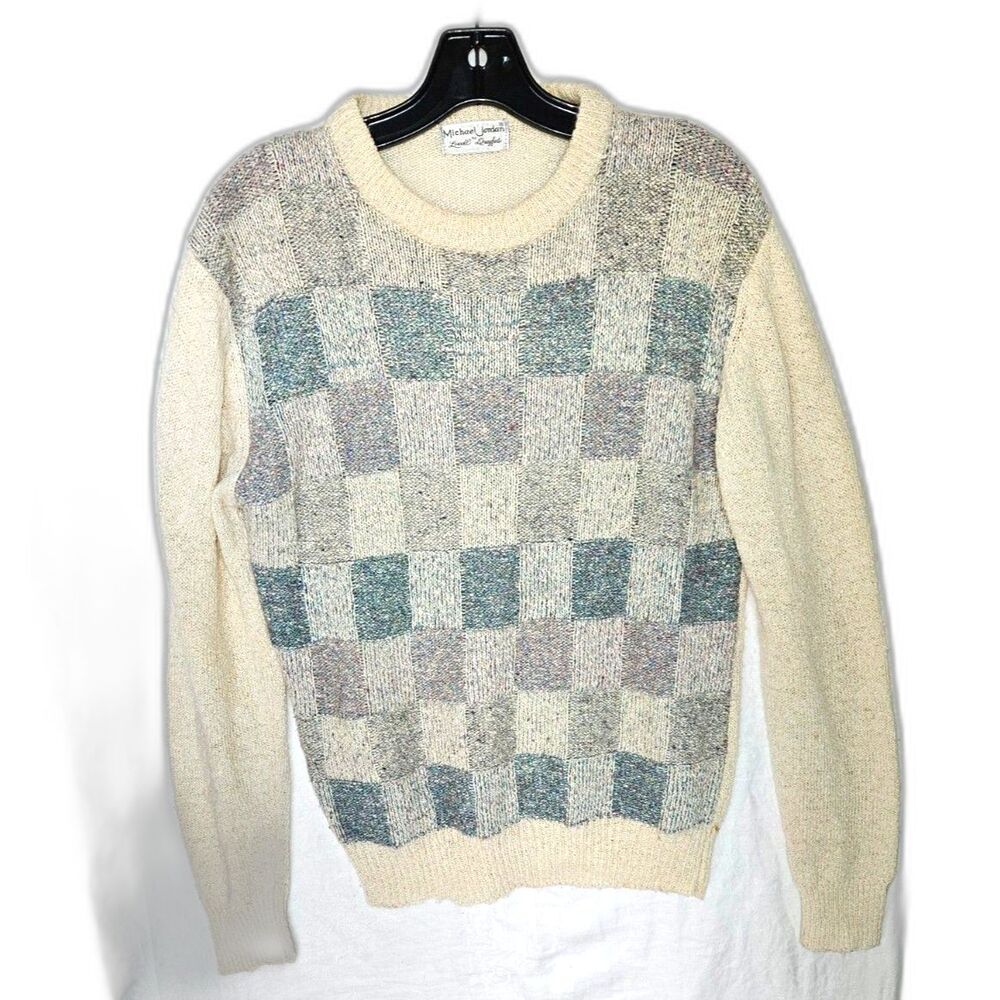 Michael Jordan by Lowell Dreyfus Vintage Silk Check Lightweight Sweater Medium